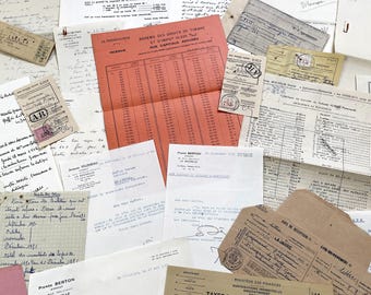 1950s - Vintage Ephemera Lot – French Letters, Invoices and Legal Documents from Notary Archive