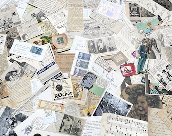 100 scraps of vintage French ephemera - from 1870s to 1980s - Scrapbooking, collage and embellishment