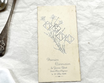 1930s - Vintage French First Communion Menu Card - 1936 - Religious Ephemera - Antique Dinner Program