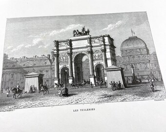 1880s - French engraving of Paris and Les Tuileries by the illustrator Karl Girardet
