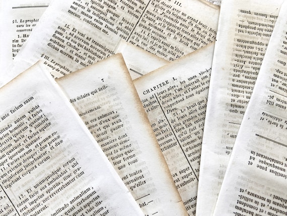1840s - 20 pages of an old bible in Latin and French on a beautiful paper a little crisp and beautifully yellowed by the time - 10 sheets