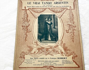 1910s - French Sheet Music - El Choclo Argentinian Tango - Professor Robert Dance Theory - Édouard Salabert Paris Vintage Music Score