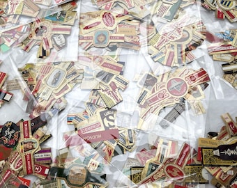 Sets of 20 vintage cigar bands of different sizes and patterns probably from the 1950s to the 1970s - No doubles in each batch