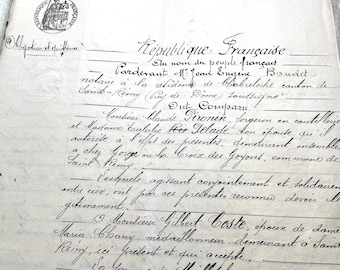 1900s - French Notarial Act - Historical Legal Document