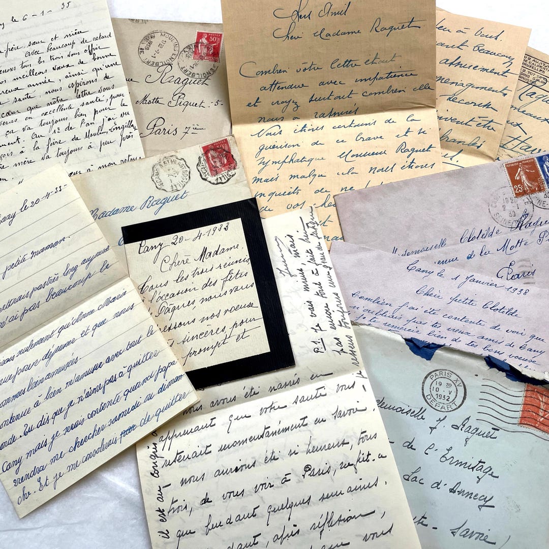 1930s - French Handwritten Letters Set - Vintage European ...