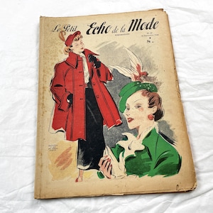 1940s - French fashion newspaper &quot;Le Petit Echo de la Mode&quot; with illustrations, articles and advertising - 1948