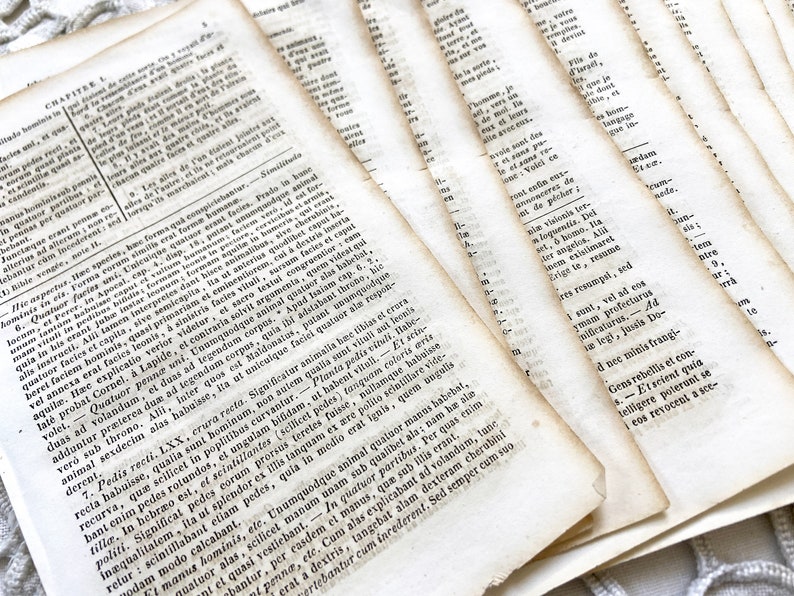 May include: A stack of aged book pages, displaying text in a classic serif font. The pages are yellowed with age, creating a vintage aesthetic. The image captures the texture and detail of the paper.
