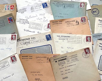 1960s - Lot of 20 French Envelopes - Vintage Paper Ephemera
