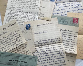 1950s - Set of 5 French Handwritten Letters with Envelopes
