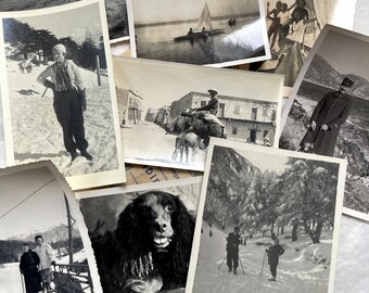 1940s - Vintage French Photograph Lot - Skiing - Travel - Dog