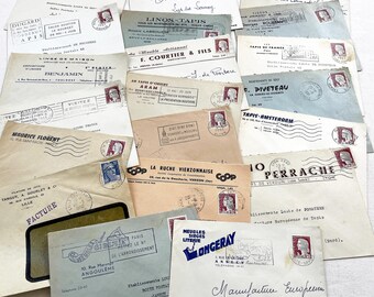 1950s - 20 French envelopes from 1950s-1960s - Without letters - Business Envelopes – Ephemera with Stamps & Letterheads – Industrial Mail