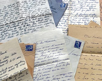 1950s - Lot of 5 French Handwritten Letters - Vintage Correspondence Set