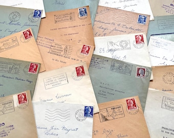 1950s - Lot of 20 French Envelopes - Vintage Postal Ephemera