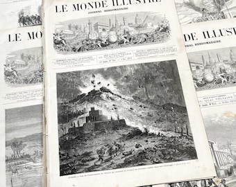 Década de 1870 - Impresionante periódico "Le monde illustré" con hermosos grabados - Semanario francés de 1872 - 16 páginas