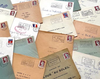 1960s - Lot of 20 French Envelopes - Vintage Postal Mail Ephemera