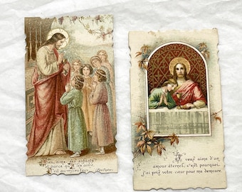1900s - Antique French Religious Communion Cards - Vintage Sacred Art Ephemera - First Communion Souvenir - Christian Collectibles