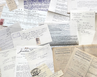 1930s - Vintage Ephemera Lot – French Letters, Invoices and Legal Documents from Notary Archive