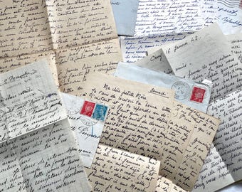 Década de 1940 - Cartas francesas de la época de la Segunda Guerra Mundial - Lote de correspondencia manuscrita antigua