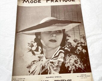 1930s - Vintage French Fashion Magazine - Mode Pratique - Spring Fashions - Retro Style - Clothing Patterns - Women's Wear - 1936 Issue