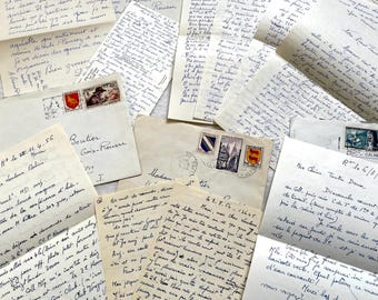 1950s - Set of 5 French Handwritten Letters with Envelopes - Vintage Correspondence