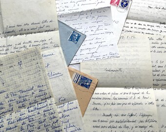 1950s - Set of 5 French Letters - Vintage Correspondence Ephemera