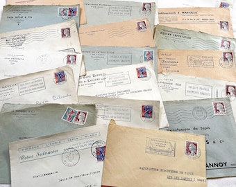 1950s - 20 French envelopes from 1950s-1960s - Without letters - Business Envelopes – Ephemera with Stamps & Letterheads