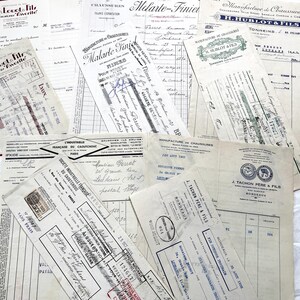 1930s - Vintage French Invoices and Bills of Exchange Lot - French invoices and bills of exchange - Beautiful paper and stamps