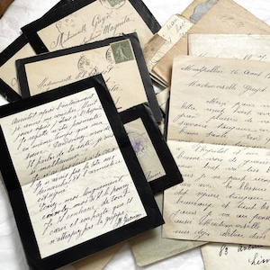 Década de 1910 - Historia de Jeanne - 10 cartas recibidas por Jeanne - Conjunto de 10 cartas francesas en su sobre - Correspondencia de la Primera Guerra Mundial