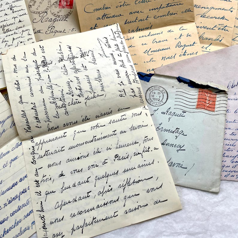 1930s - French Handwritten Letters Set - Vintage European ...
