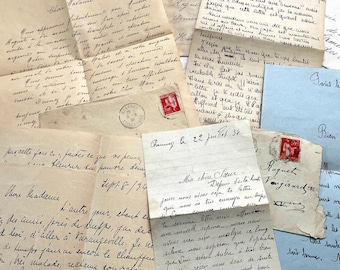1930s - Antique French Letters Collection - 5 Piece Ephemera Set