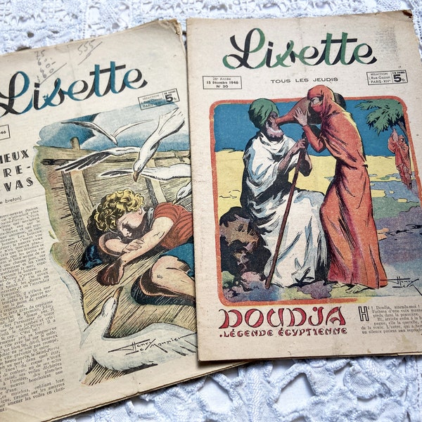 1940er Jahre - 2 französische Kinderzeitungen „Lisette“ mit Illustrationen, Geschichten, Romanen und Spielen