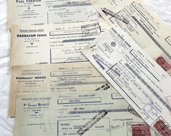 1950s - Lot of 6 Vintage French Bills of Exchange – Handwritten Commercial Documents with Stamps