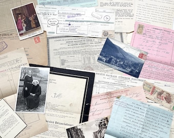 1930s - Authentic French Historical Paper Ephemera Collection - Vintage Documents - Letters - Invoices - Receipts - Photos - Old Paper Lot