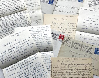 1950s - Vintage French Correspondence Set - 5 Letters with Envelopes
