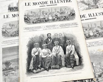 1870s - Stunning newspaper "Le monde illustré" with beautiful engravings - French weekly journal from 1872 - 16 pages