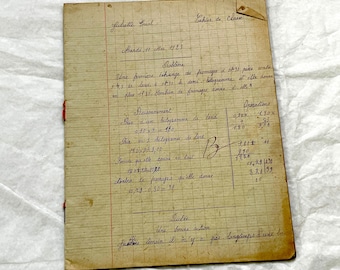 1920s - French School Notebook - Juliette Grial's Handwritten Ephemera - Vintage Classroom History