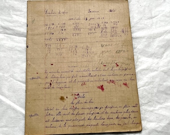 1920s - French Schoolgirl's Homework Notebook - Vintage Cahier d'École - Handwritten Education Ephemera