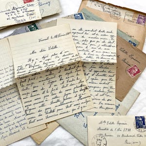 Década de 1950 - 10 cartas o tarjetas - Cartas francesas en su sobre