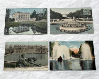 Década de 1910 - Lote de 4 postales francesas de Versalles - Vistas de castillos históricos franceses