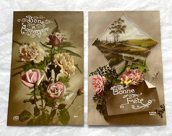 1910s - French Floral Postcard Lot - Bon Anniversaire - Bonne Fête