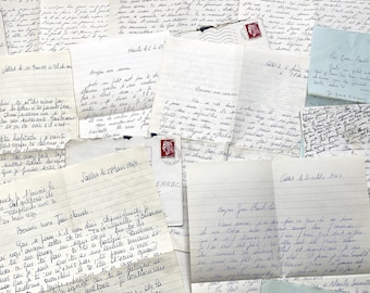 Années 60 - Série de 10 lettres entre un couple de Français - Lettres dans leur enveloppe