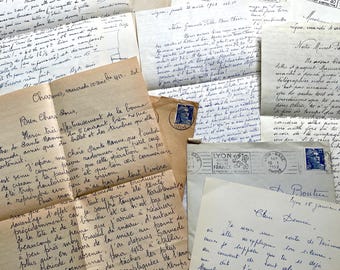 1950s - Vintage French Letters - Set of 5 Handwritten Envelopes