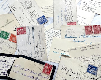 1940s - French Correspondence Lot - Vintage Envelopes & Notes