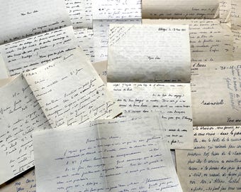 Década de 1950 - Conjunto de 10 cartas manuscritas francesas - Material efímero europeo