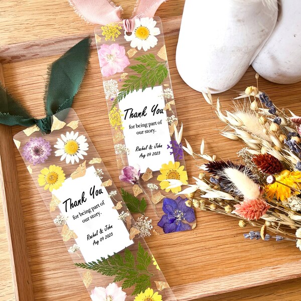 Rustic  Wedding Favor, Custom Press Flower Bookmark, Unique Fun Gifts for Guests, Memorable Bridesmaid Keepsake, Thank You Part of Our Story