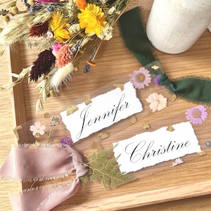 Custom Name Press Flower Bookmark, Unique Birthday Gift for Readers, Cute Back to School Stationary, Teacher Gift, Elementary Middle School