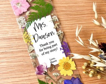Thank You for Being Part of My Story, Custom Teacher Appreciation Gift: Natural Press Flower Bookmark, Meaningful Message for Best Teachers
