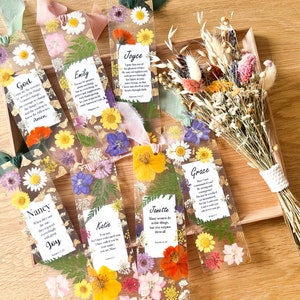 Full Custom Quote Pressed Flower Bookmark, Personalized Custom Text Floral Bookmark, Unique Reader Gift for Mom Grandma Bookclub Friends