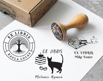 Aangepaste ex libris stempel, gepersonaliseerde exlibris stempel, aangepaste boek embosser, zelfinktende ex libris stempel, boek minnaar cadeau, boekenwurm cadeau