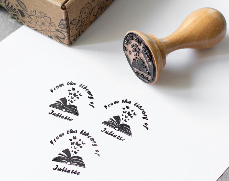 Custom Book Stamp Personalized Self Inking Stamp Book Lover Etsy